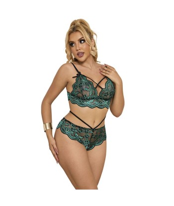 SUBBLIME - 954093 SUJETADOR PANTIES ENCAJE VERDE L-XL