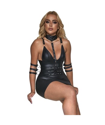 SUBBLIME - 954406 VESTIDO BONDAGE DE CUERO NEGRO S-M