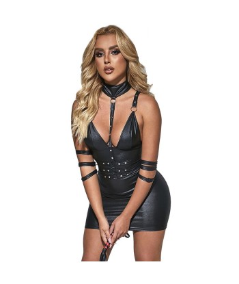 SUBBLIME - 954406 VESTIDO BONDAGE DE CUERO NEGRO S-M
