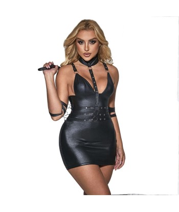 SUBBLIME - 954406 VESTIDO BONDAGE DE CUERO NEGRO S-M
