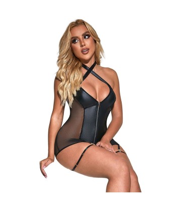 SUBBLIME - 954444 VESTIDO SEXY DE REJILLA CUERO NEGRO S-M