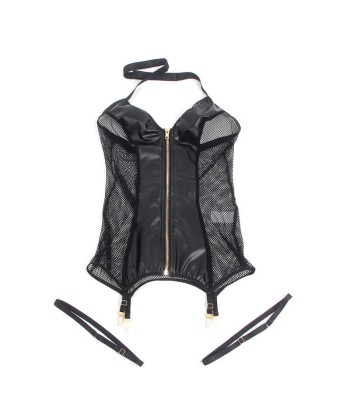 SUBBLIME - 954451 VESTIDO SEXY DE REJILLA CUERO NEGRO L-XL