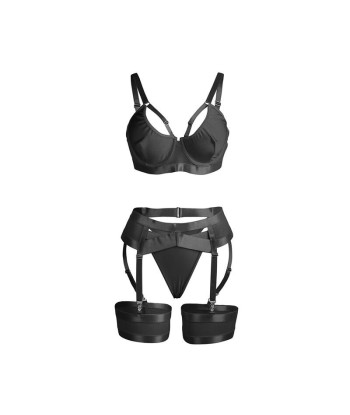 SUBBLIME - 955243 SET SUJETADOR CON LIGUERO BONDAGE NEGRO L-XL