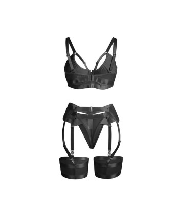 SUBBLIME - 955243 SET SUJETADOR CON LIGUERO BONDAGE NEGRO L-XL