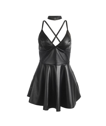 SUBBLIME - 955373 VESTIDO CON TIRANTES DE CUERO NEGRO S-M