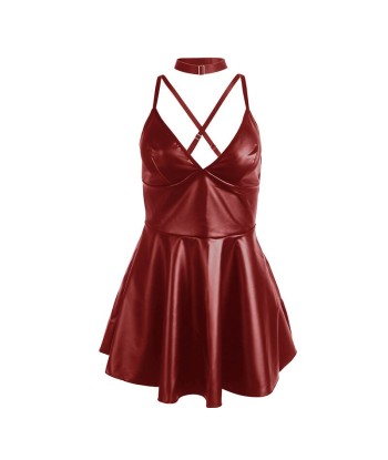 SUBBLIME - 955397 VESTIDO CON TIRANTES DE CUERO BURDEOS S-M