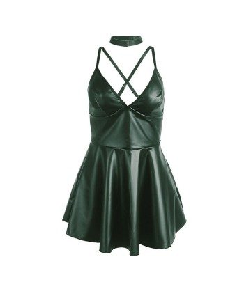 SUBBLIME - 955434 VESTIDO CON TIRANTES DE CUERO VERDE S-M