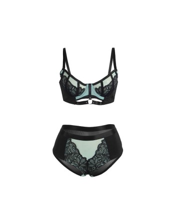 SUBBLIME - 955557 CONJUNTO SUJETADOR CON CREMALLERA DE MALLA DE CHAROL VERDE S-M