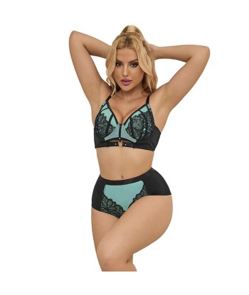 SUBBLIME - 955564 CONJUNTO SUJETADOR CON CREMALLERA DE MALLA DE CHAROL VERDE L-XL