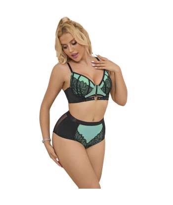 SUBBLIME - 955564 CONJUNTO SUJETADOR CON CREMALLERA DE MALLA DE CHAROL VERDE L-XL