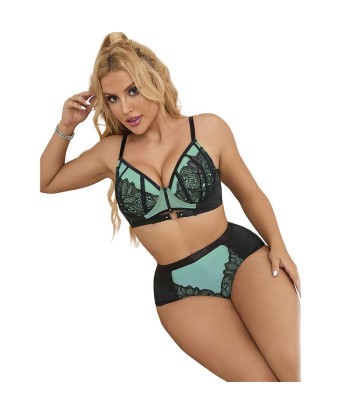 SUBBLIME - 955564 CONJUNTO SUJETADOR CON CREMALLERA DE MALLA DE CHAROL VERDE L-XL