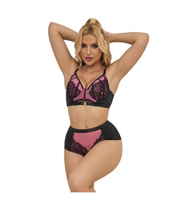 SUBBLIME - 955588 CONJUNTO SUJETADOR CON CREMALLERA DE MALLA DE CHAROL ROSA L-XL