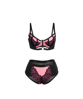 SUBBLIME - 955588 CONJUNTO SUJETADOR CON CREMALLERA DE MALLA DE CHAROL ROSA L-XL