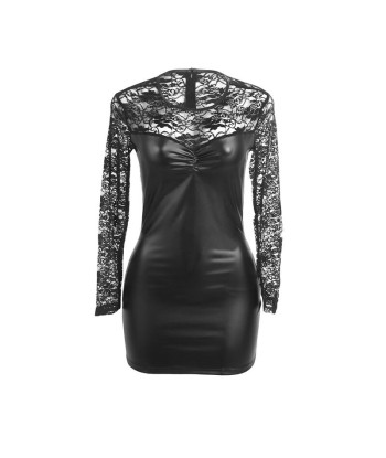 SUBBLIME - 955601 VESTIDO DE MANGA LARGA CON ENCAJE NEGRO L-XL