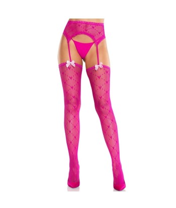 LEG AVENUE - MEDIAS DE CORAZÓN CON LIGAS MAGENTA