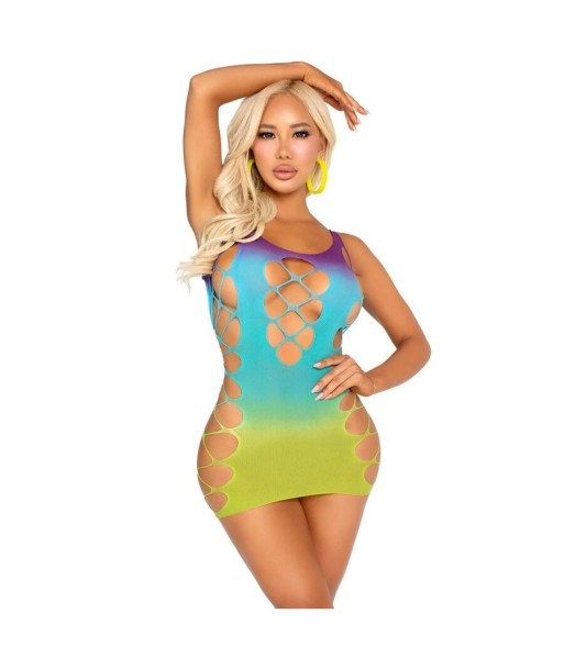 LEG AVENUE - MINI VESTIDO SIN COSTURAS Y ABERTURAS OCEAN LEG AVENUE - MINI VESTIDO SIN COSTURAS Y ABERTURAS OCEAN
