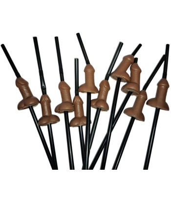 DIABLO PICANTE - BOLSA 10 PAJITAS PENE NEGRO