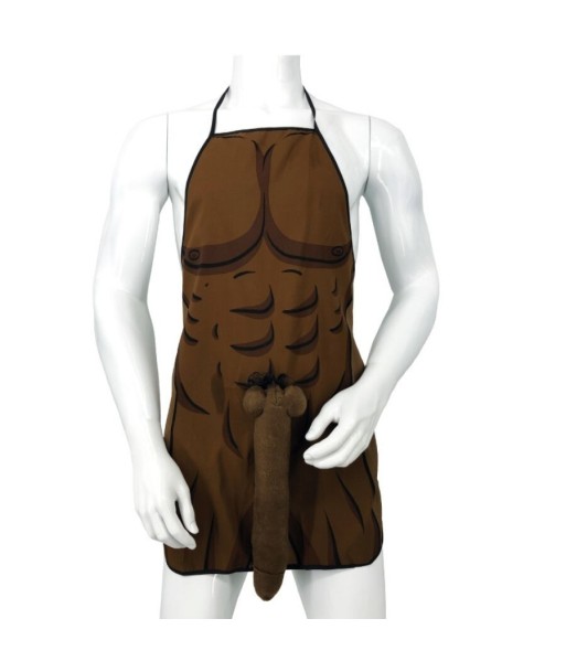 DIABLO PICANTE - DELANTAL CON PENE 3D MUSCULOSO Y ATREVIDO MULATO DIABLO PICANTE - DELANTAL CON PENE 3D MUSCULOSO Y ATREVIDO MULATO