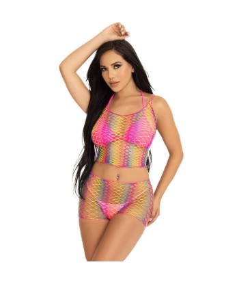 LEG AVENUE - SET TOP and PANTALON REJILLA MULTICOLOR