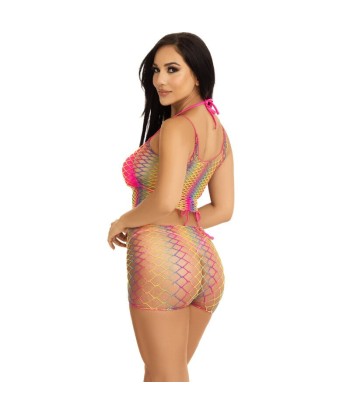 LEG AVENUE - SET TOP and PANTALON REJILLA MULTICOLOR