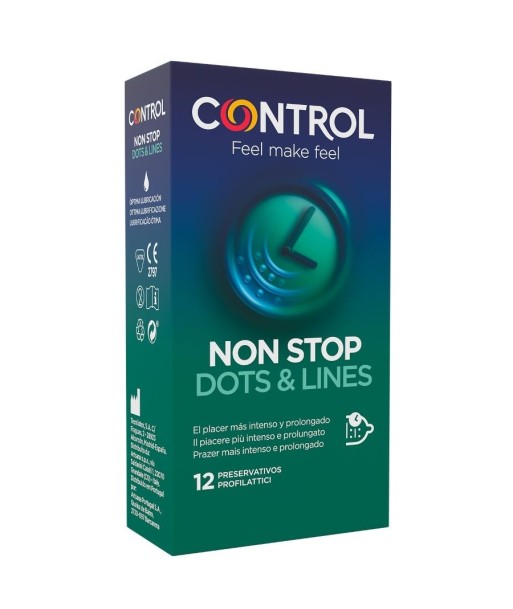 CONTROL - NONSTOP PUNTOS Y ESTRIAS PRESERVATIVOS 12 UNIDADES