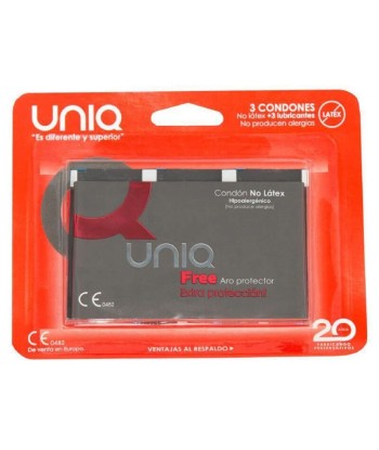 UNIQ - FREE PRESERVATIVOS CON ARO PROTECTOR SIN LATEX 3 UNIDADES
