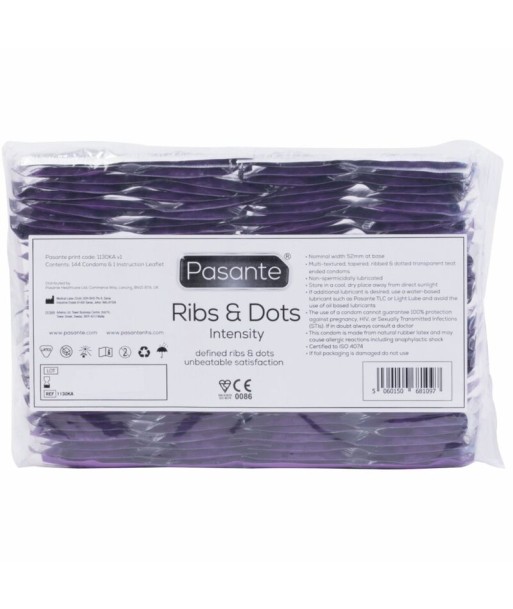 PASANTE - RIBS and DOTS PRESERVATIVOS INTENSITY 144 UNIDADES PASANTE - RIBS and DOTS PRESERVATIVOS INTENSITY 144 UNIDADES