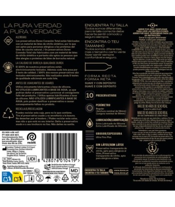 DUREX - CONEXIÓN TOTAL ULTRA FINO PLUS SIN LÁTEX 10 UNIDADES