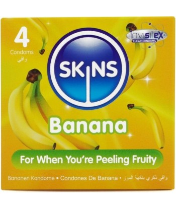 SKINS - PRESERVATIVOS PREMIUM SABOR PLÁTANO PACK 4