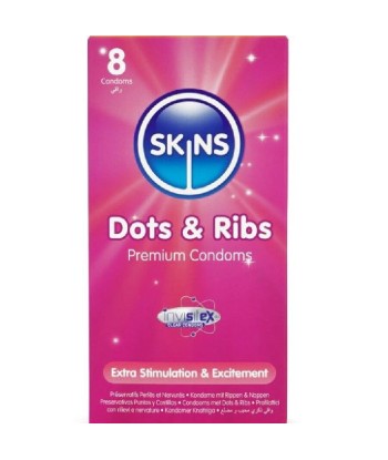 SKINS - DOTS and RIBS PRESERVATIVOS PREMIUM PACK 8
