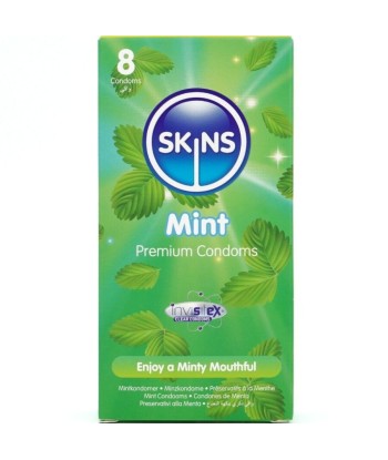 SKINS - PRESERVATIVOS PREMIUM SABOR MENTA PACK 8