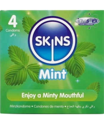 SKINS - PRESERVATIVOS PREMIUM SABOR MENTA PACK 4
