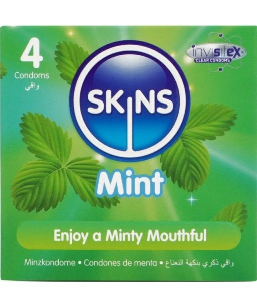 SKINS - PRESERVATIVOS PREMIUM SABOR MENTA PACK 4
