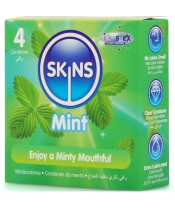 SKINS - PRESERVATIVOS PREMIUM SABOR MENTA PACK 4