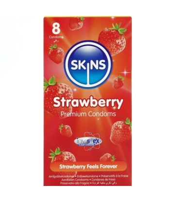 SKINS - PRESERVATIVOS PREMIUM SABOR FRESA PACK 8