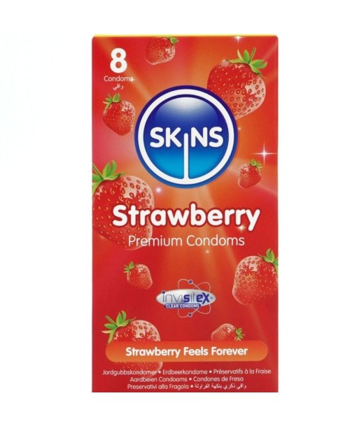 SKINS - PRESERVATIVOS PREMIUM SABOR FRESA PACK 8