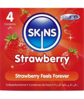 SKINS - PRESERVATIVOS PREMIUM SABOR FRESA PACK 4