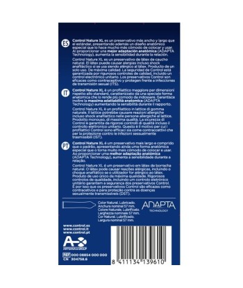 CONTROL - ADAPTA NATURE XL PRESERVATIVOS 12 UNIDADES