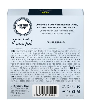 MISTER SIZE - PRESERVATIVOS TALLA S 49 MM (3 UNIDADES)