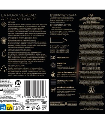 DUREX - CONEXIÓN TOTAL XL ULTRA FINO PLUS SIN LÁTEX 10 UNIDADES