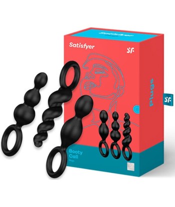 SATISFYER - ANAL PLUGS SET 3 PCS NEGRO