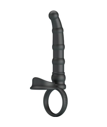 PRETTY LOVE - TATUM ANILLO VIBRADOR PENE CON PLUG 10 VIBRACIONES NEGRO