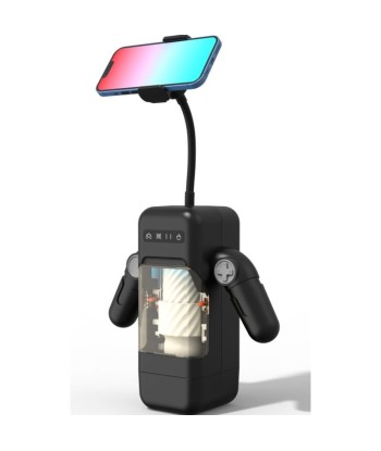 GAME CUP - MASTURBADOR MASCULINO CON VIBRACIÓN Y FUNCIÓN CALOR CON SOPORTE PARA MÓVILES - NEGRO
