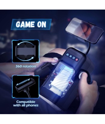 GAME CUP - MASTURBADOR MASCULINO CON VIBRACIÓN Y FUNCIÓN CALOR CON SOPORTE PARA MÓVILES - NEGRO