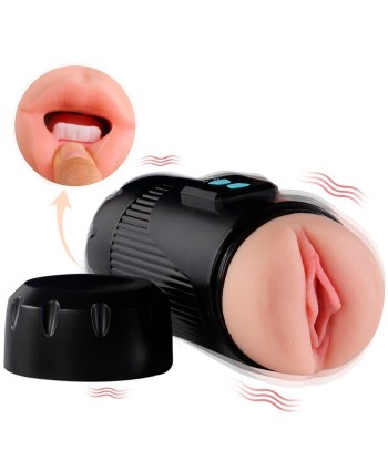 SHEQU - KAY MASTURBADOR DOBLE CON VIBRACIÓN DUAL BOCA Y VAGINA