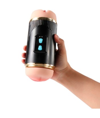 SHEQU - KAY MASTURBADOR DOBLE CON VIBRACIÓN DUAL BOCA Y VAGINA