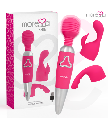 MORESSA - ODILON WAND POTENTE MOTOR MAS DOS CABEZALES PREMIUM SILICONE RECARGABLE