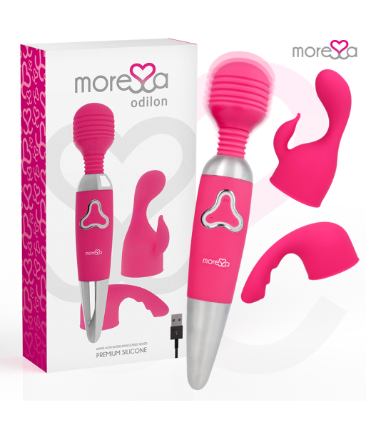 MORESSA - ODILON WAND POTENTE MOTOR MAS DOS CABEZALES PREMIUM SILICONE RECARGABLE