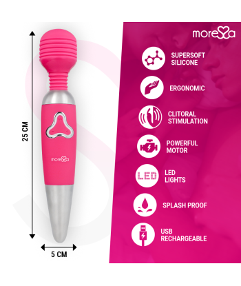 MORESSA - ODILON WAND POTENTE MOTOR MAS DOS CABEZALES PREMIUM SILICONE RECARGABLE
