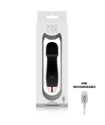 DOLCE VITA - VIBRADOR RECARGABLE TRES NEGRO 7 VELOCIDADES